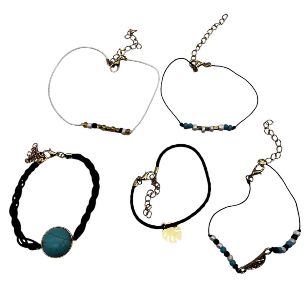 Geharty Strand Bracelet Stackable Set Of 5 For Women & Girls With Adjustable Cha